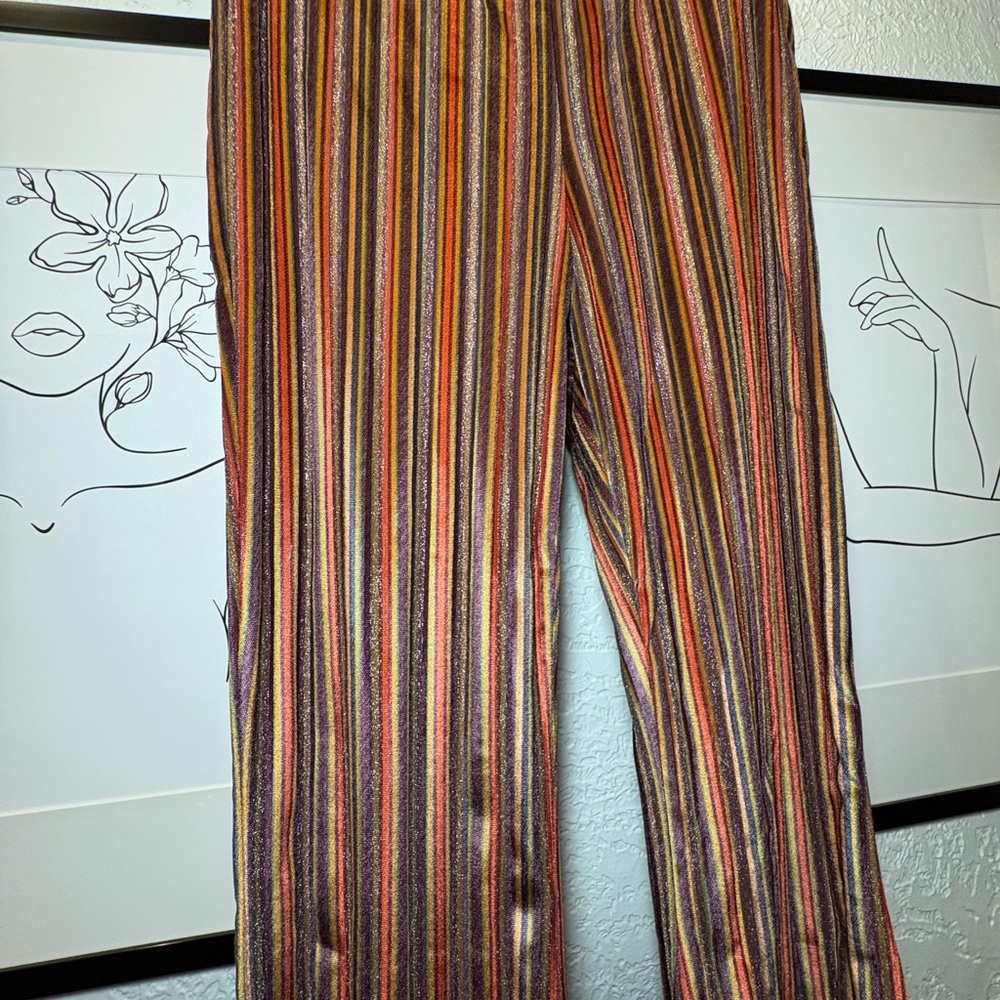Cider Multicolor Striped Flare Pants View 2